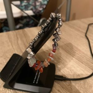 Fluorite and Red Agate with faux silver beads